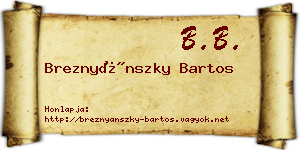 Breznyánszky Bartos névjegykártya